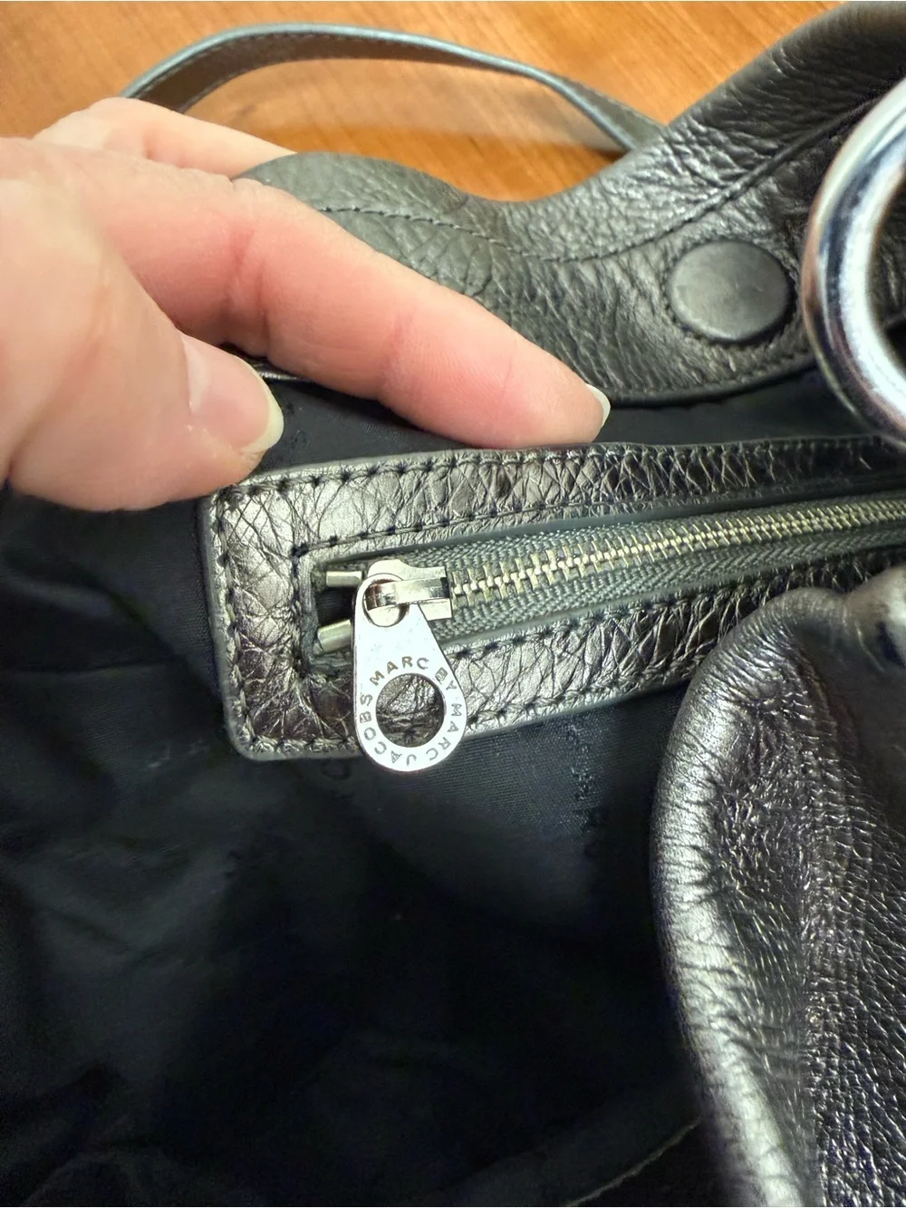 Marc by Marc Jacobs Metallic Pewter Leather Hobo